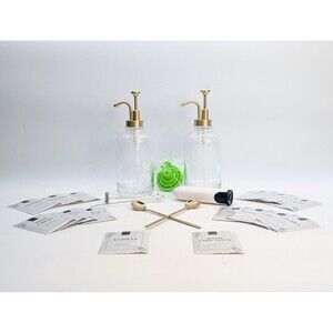 2 Glass Coffee Bar Syrup Dispenser with Labels, Milk Frother, and Funnel